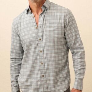Faherty Mens Movement Brushed Shirt Ice Island Plaid MEDIUM NWT